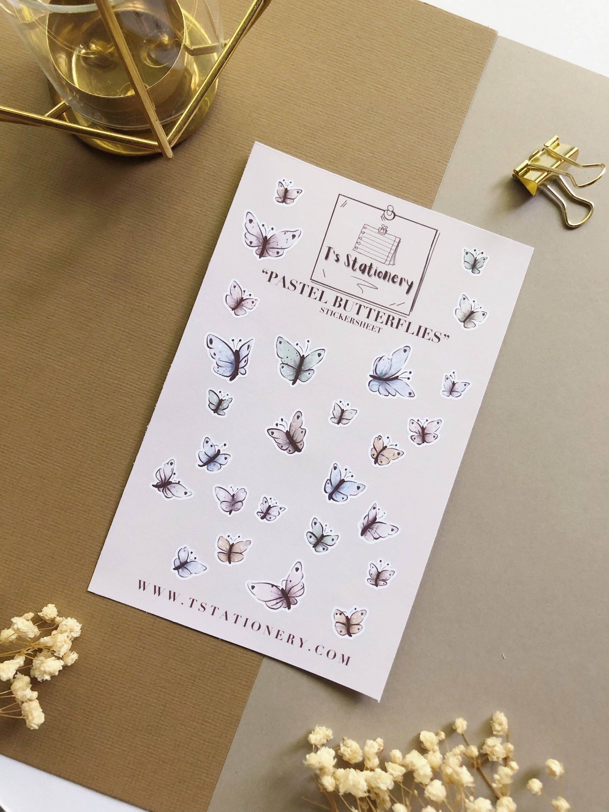 T's Stationery - „Pastelkleurige vlinders” - The Dreamer's Bookshop.