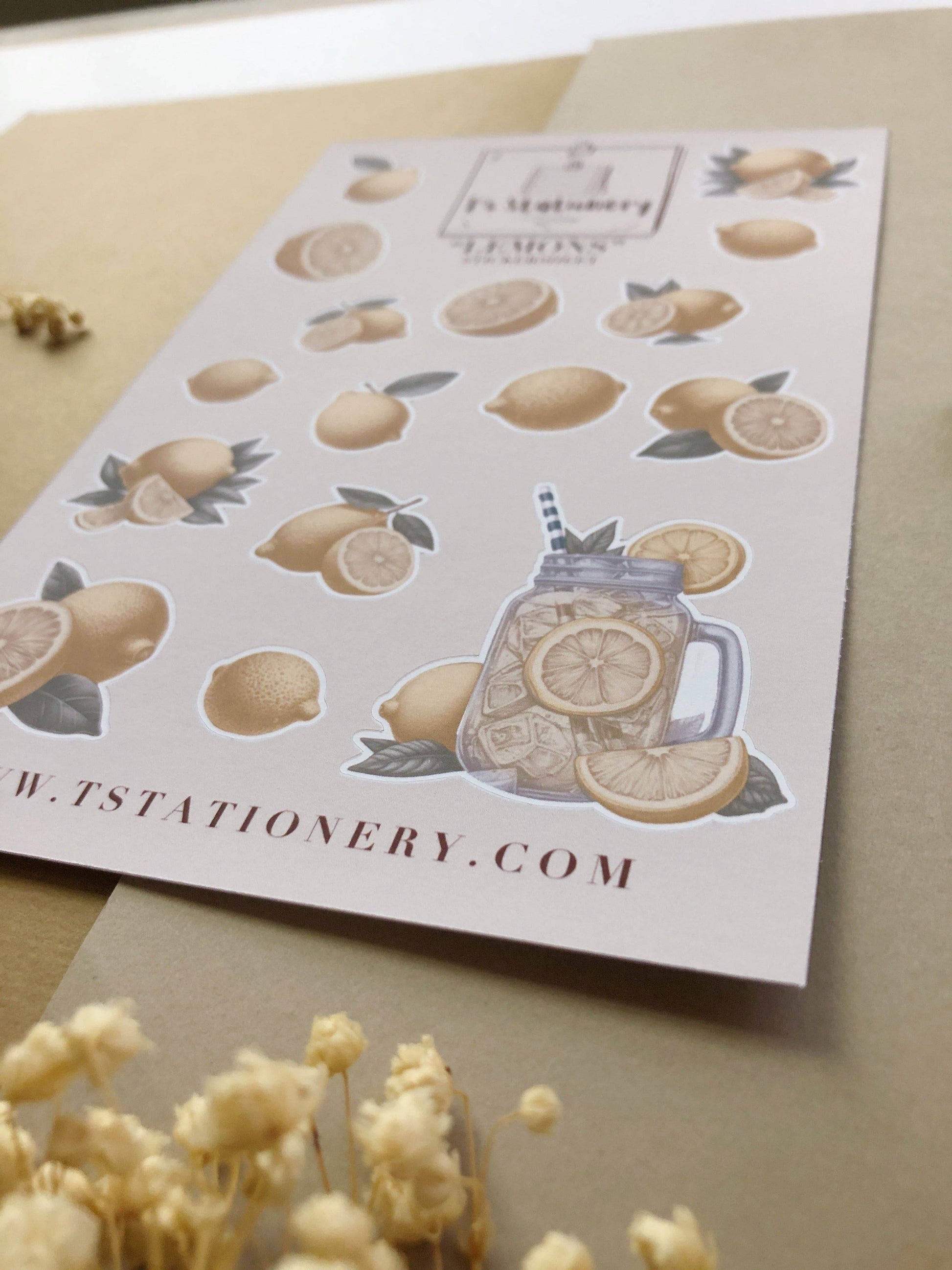 T's Stationery - Stickervel „Lemons” - The Dreamer's Bookshop.