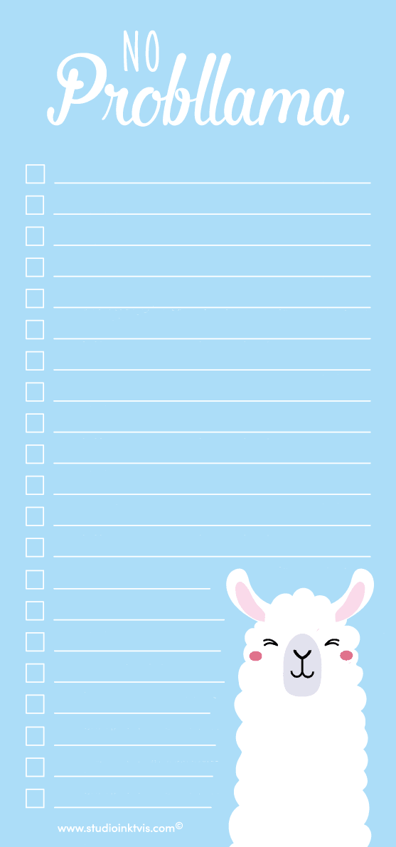 Studio Inktvis - Lama to do list notitieblok voor lama-liefhebbers - The Dreamer's Bookshop.