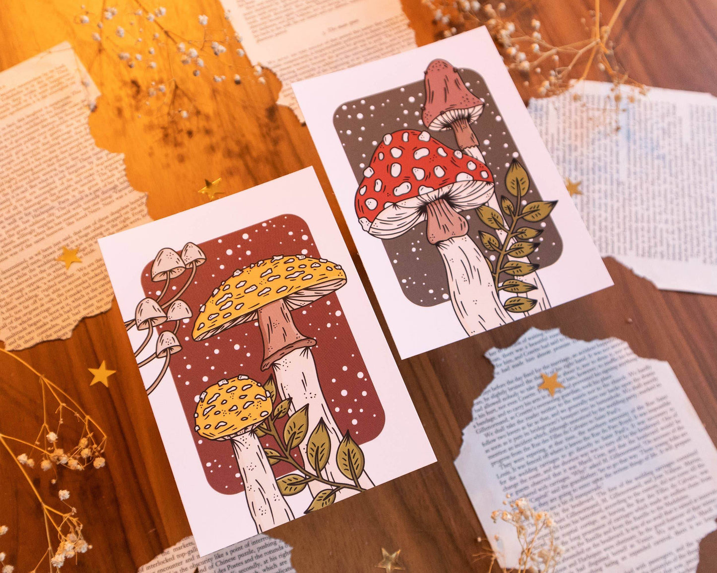 Basically Britt - Set of 2 postcards - Toadstools - The Dreamer's Bookshop.