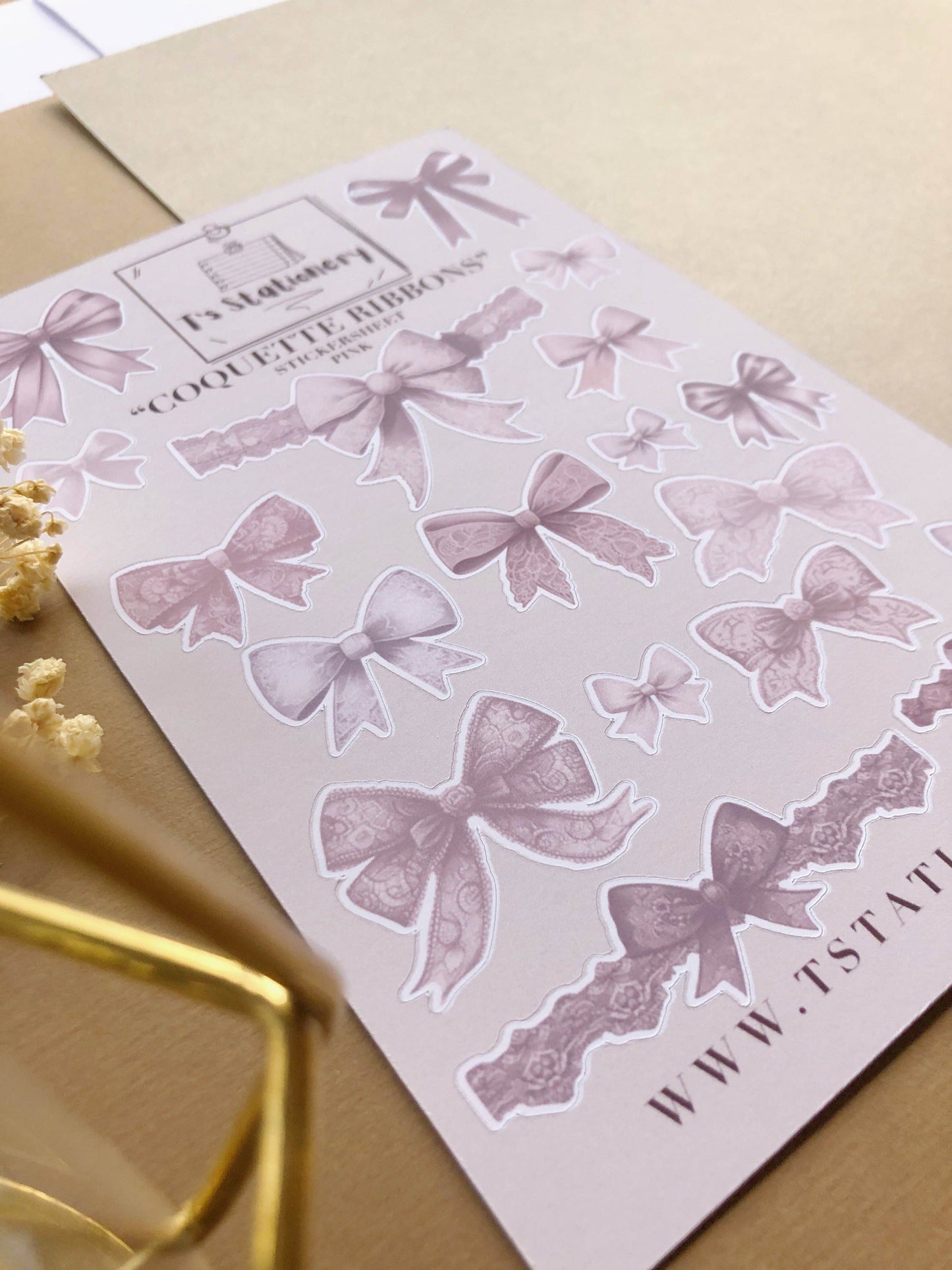 T's Stationery - Stickervel „Coquette Ribons” - The Dreamer's Bookshop.