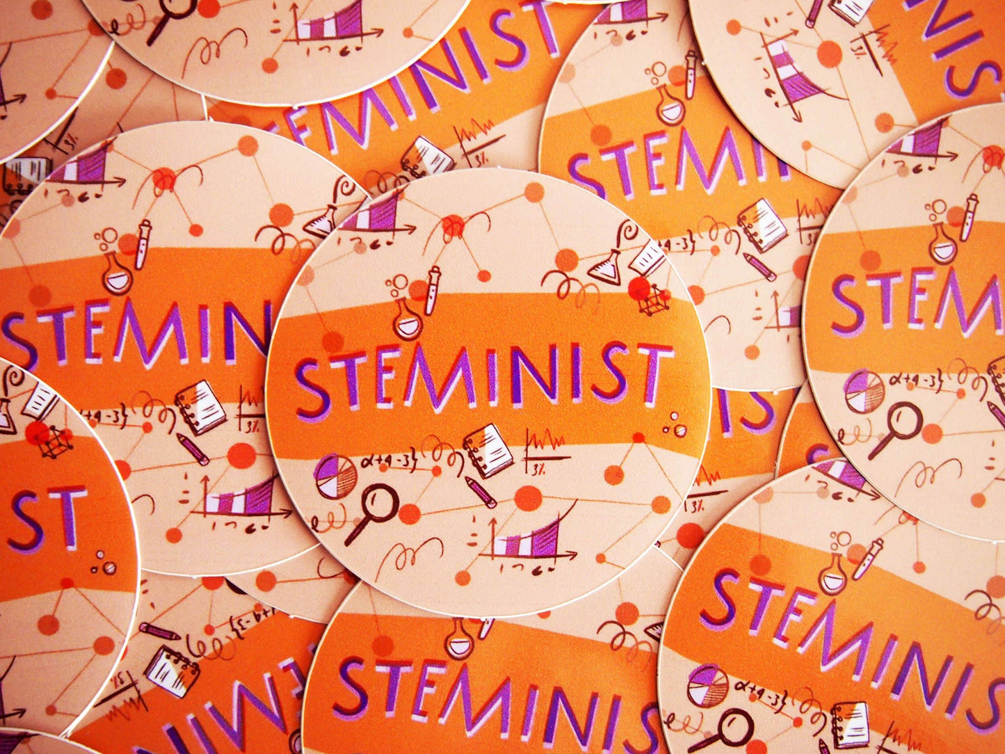 Irene Renon illustrations - Wetenschapsstickers, Steministische vinylstickers voor wetenschappers, - The Dreamer's Bookshop.