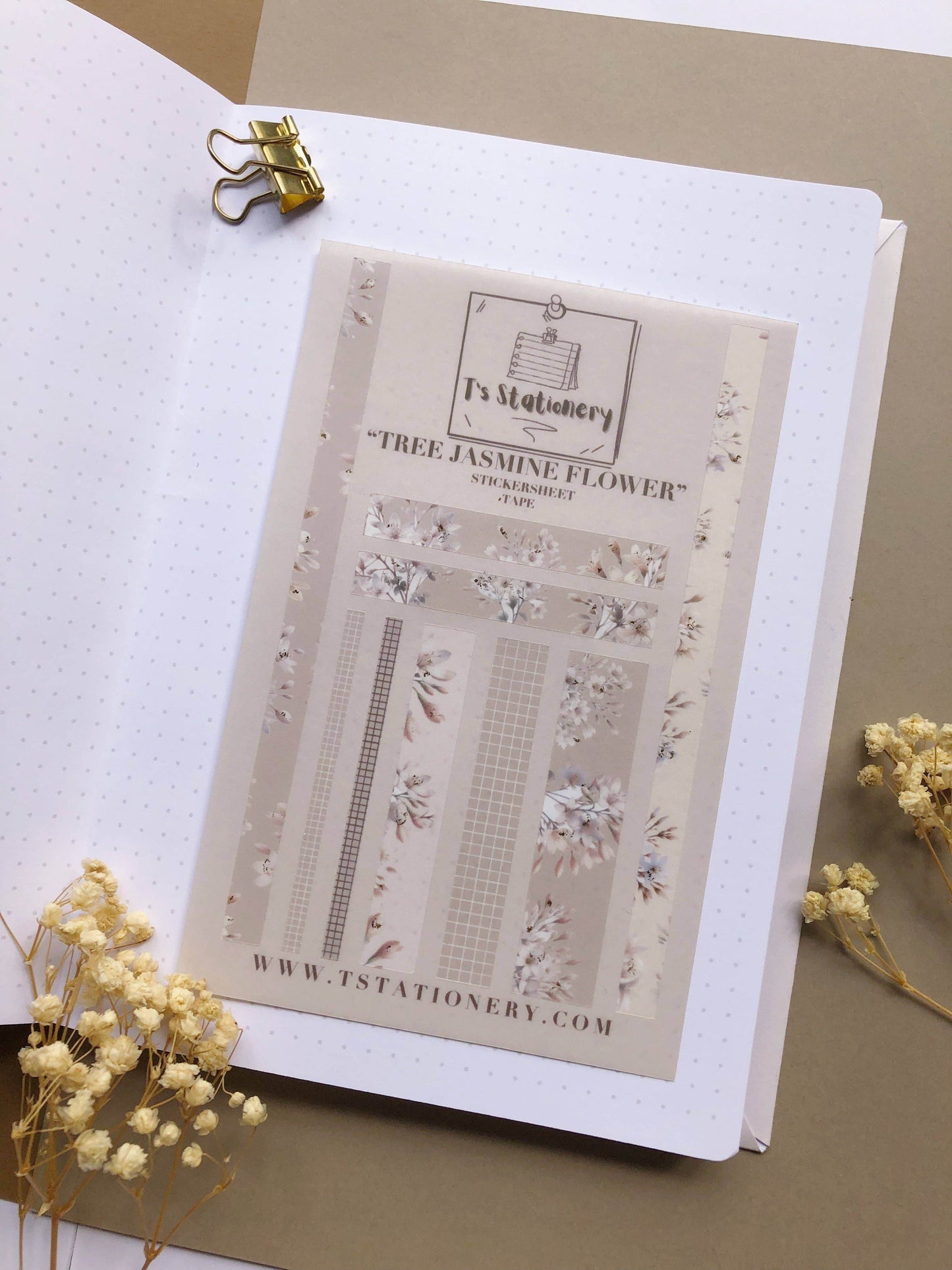 T's Stationery - Stickertape „Tree Jasmine Flower” (WASHI) - The Dreamer's Bookshop.