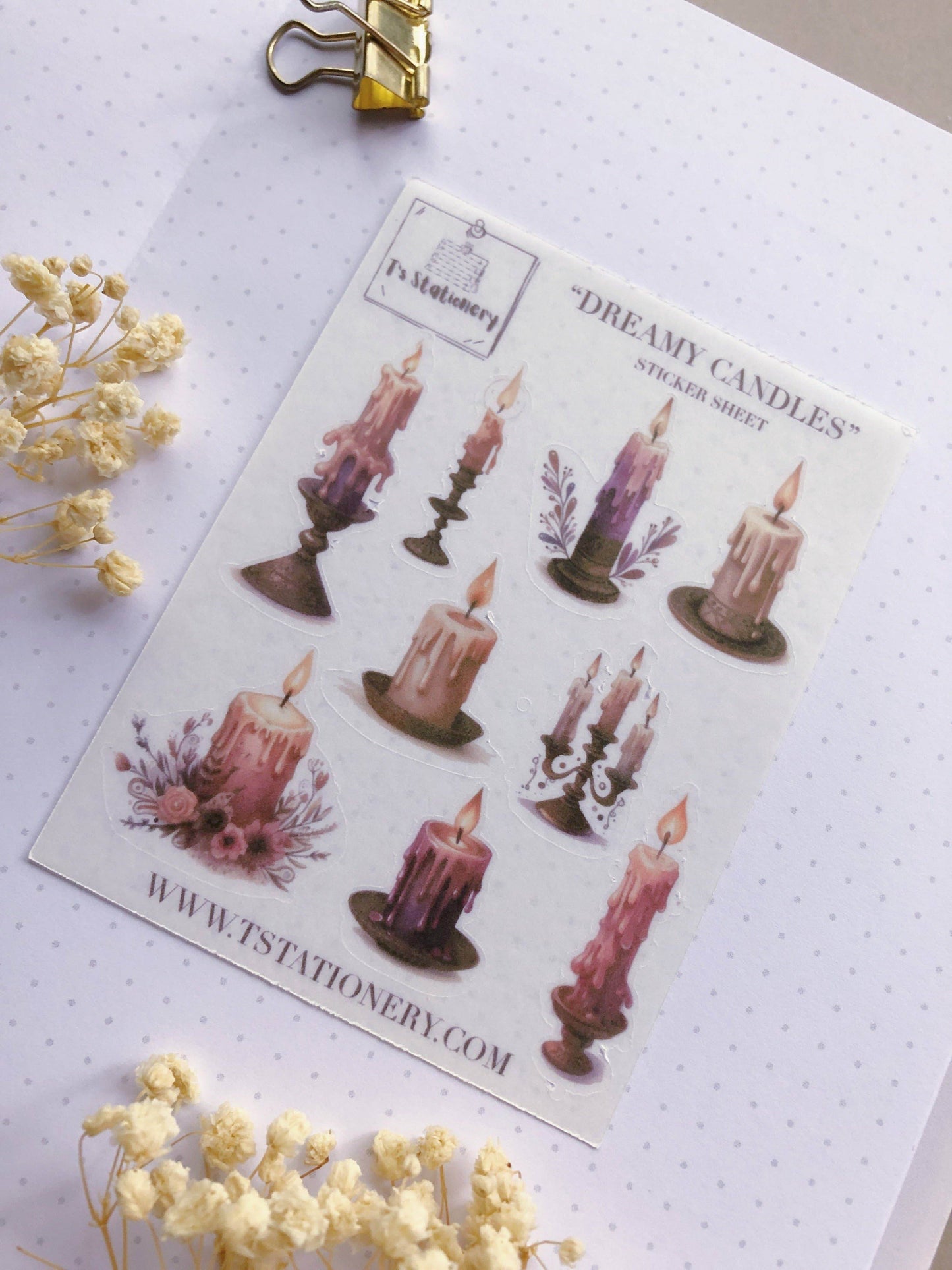 T's Stationery - Washi-stickervel „Dreamy Candles” - The Dreamer's Bookshop.