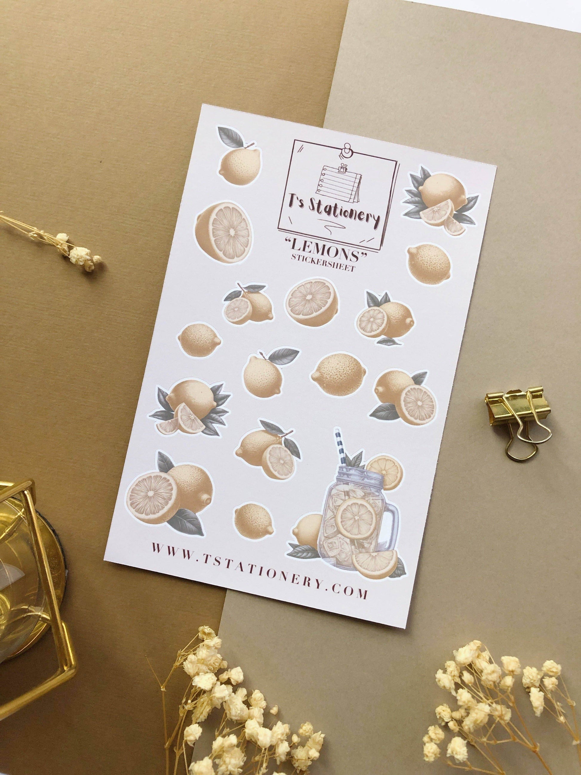 T's Stationery - Stickervel „Lemons” - The Dreamer's Bookshop.