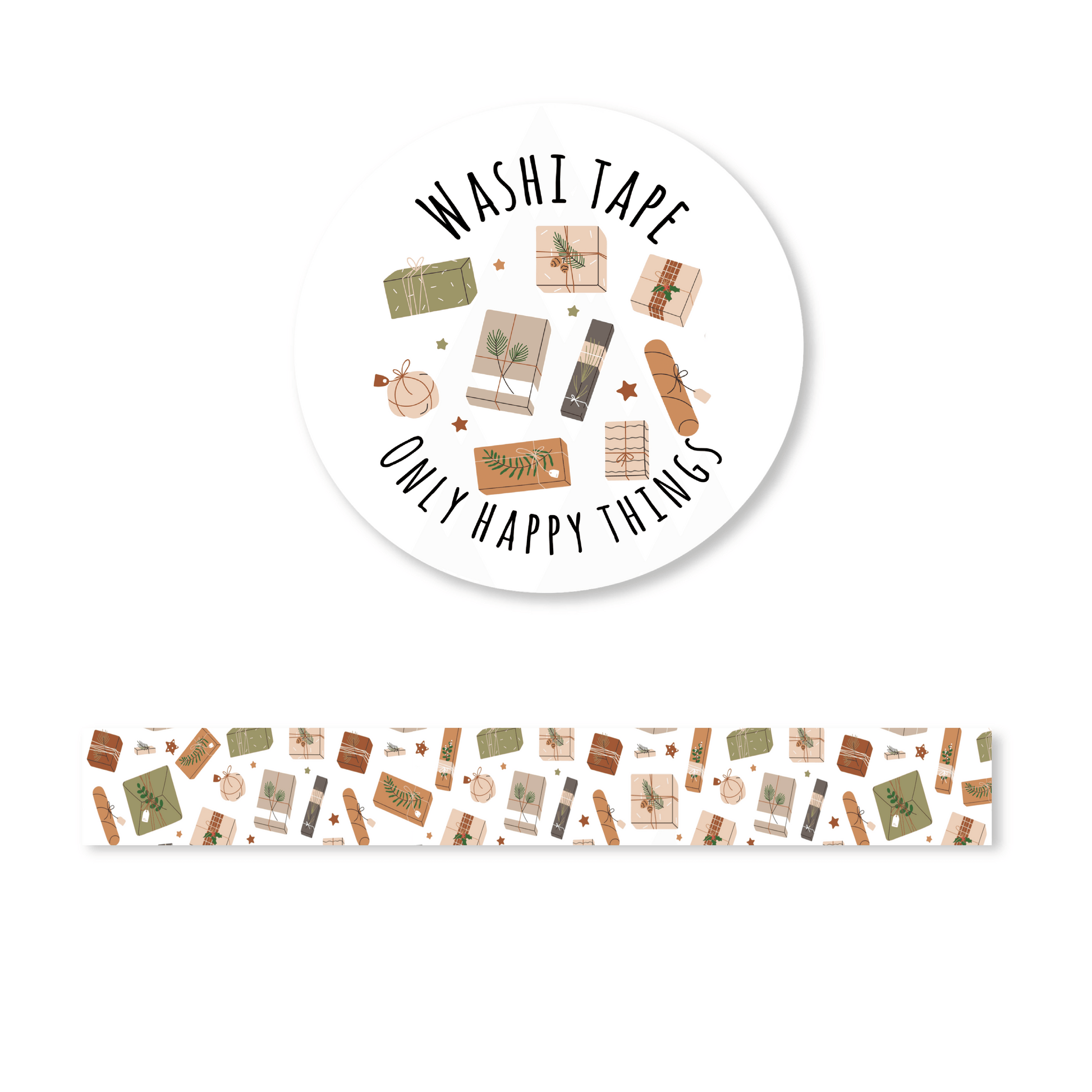 Only Happy Things Stationery - Washi tape kerstpost - The Dreamer's Bookshop.