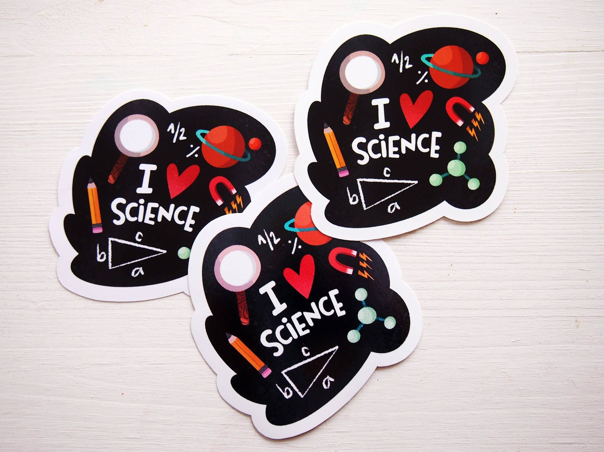 Irene Renon illustrations - Ik hou van wetenschap, vinylsticker, wetenschappelijke geschenken, wetenschapsleraar - The Dreamer's Bookshop.