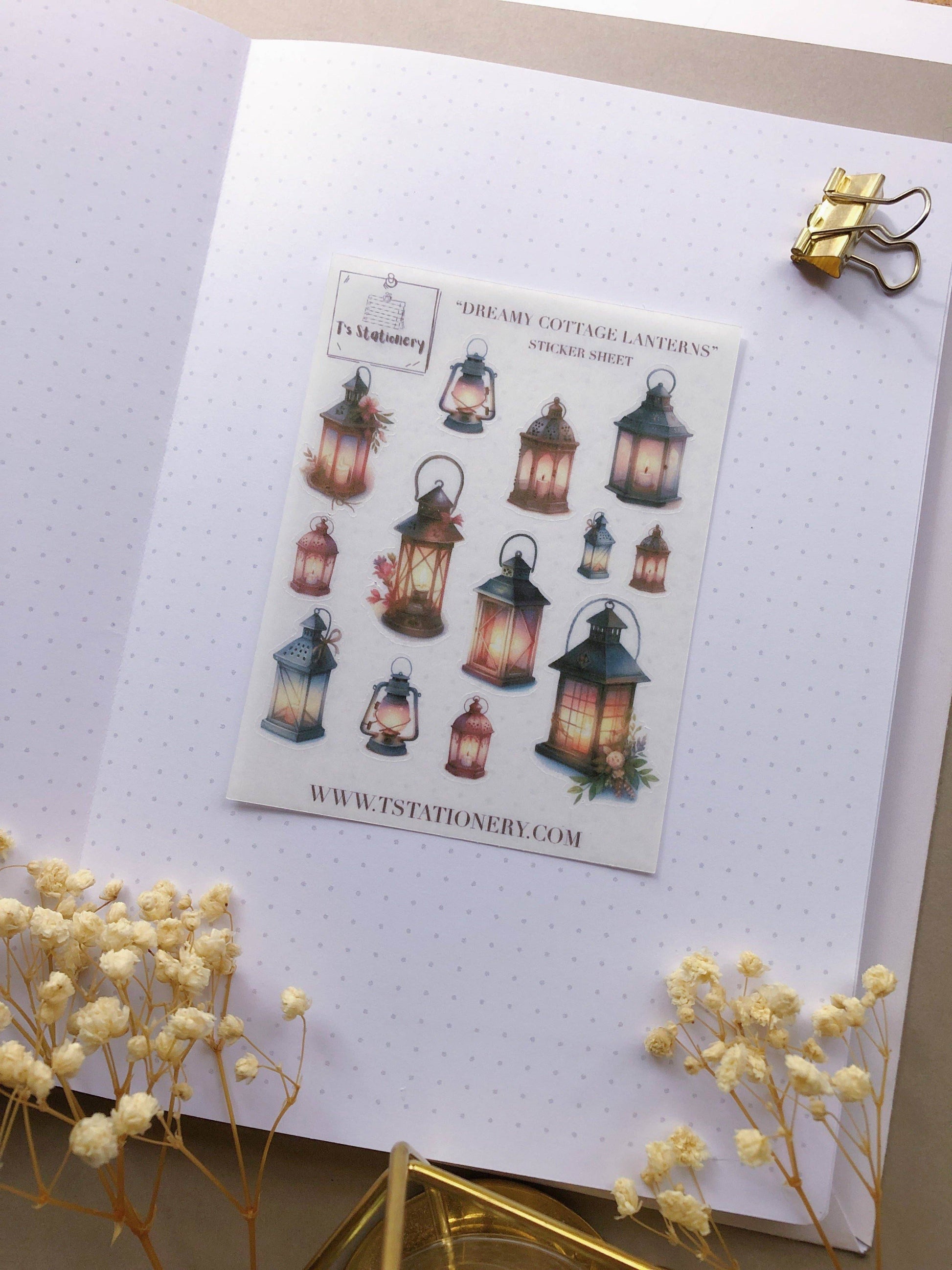 T's Stationery - Washi-stickervel „Dreamy Lanterns” - The Dreamer's Bookshop.