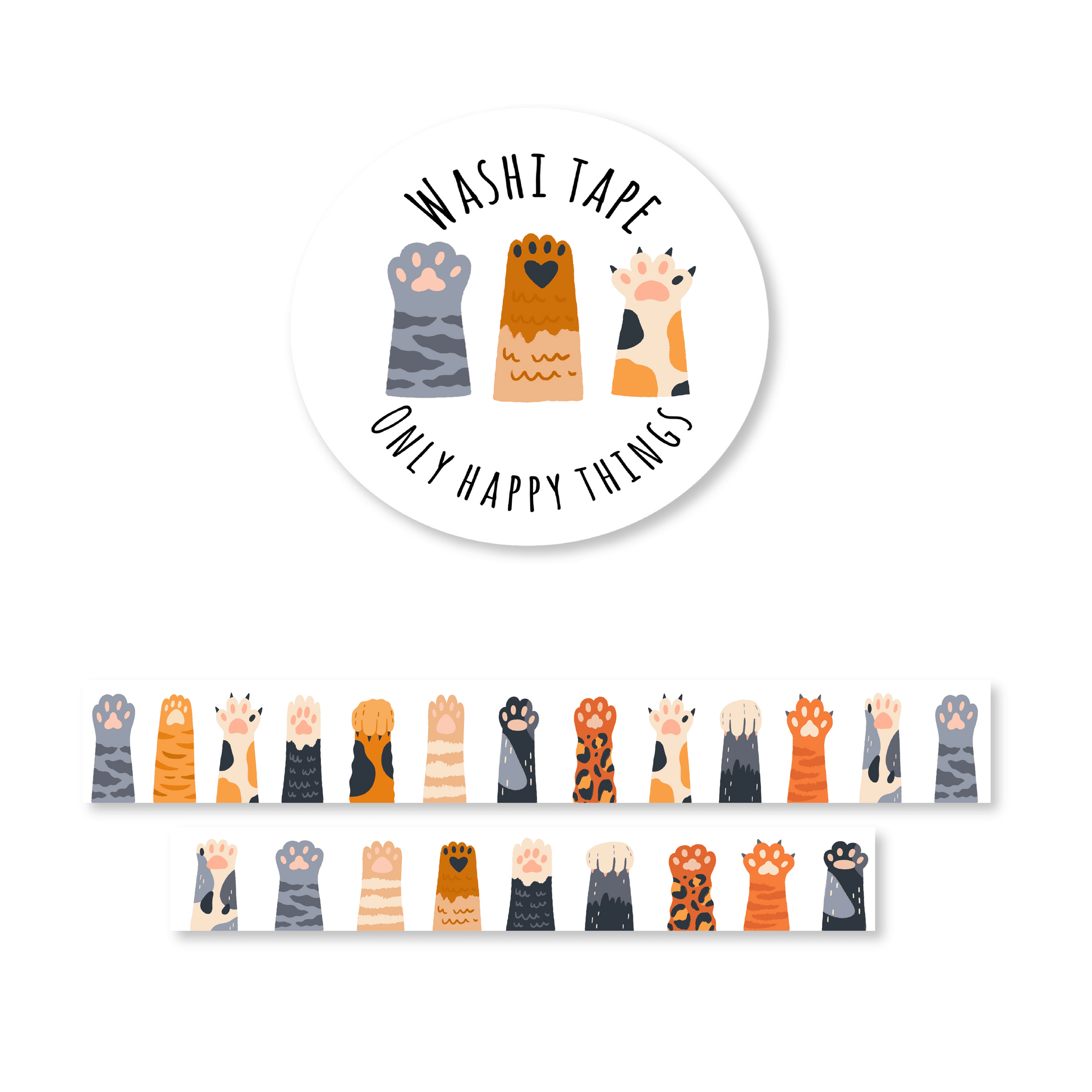 Only Happy Things Stationery - Washi tape Kattenpoten - The Dreamer's Bookshop.