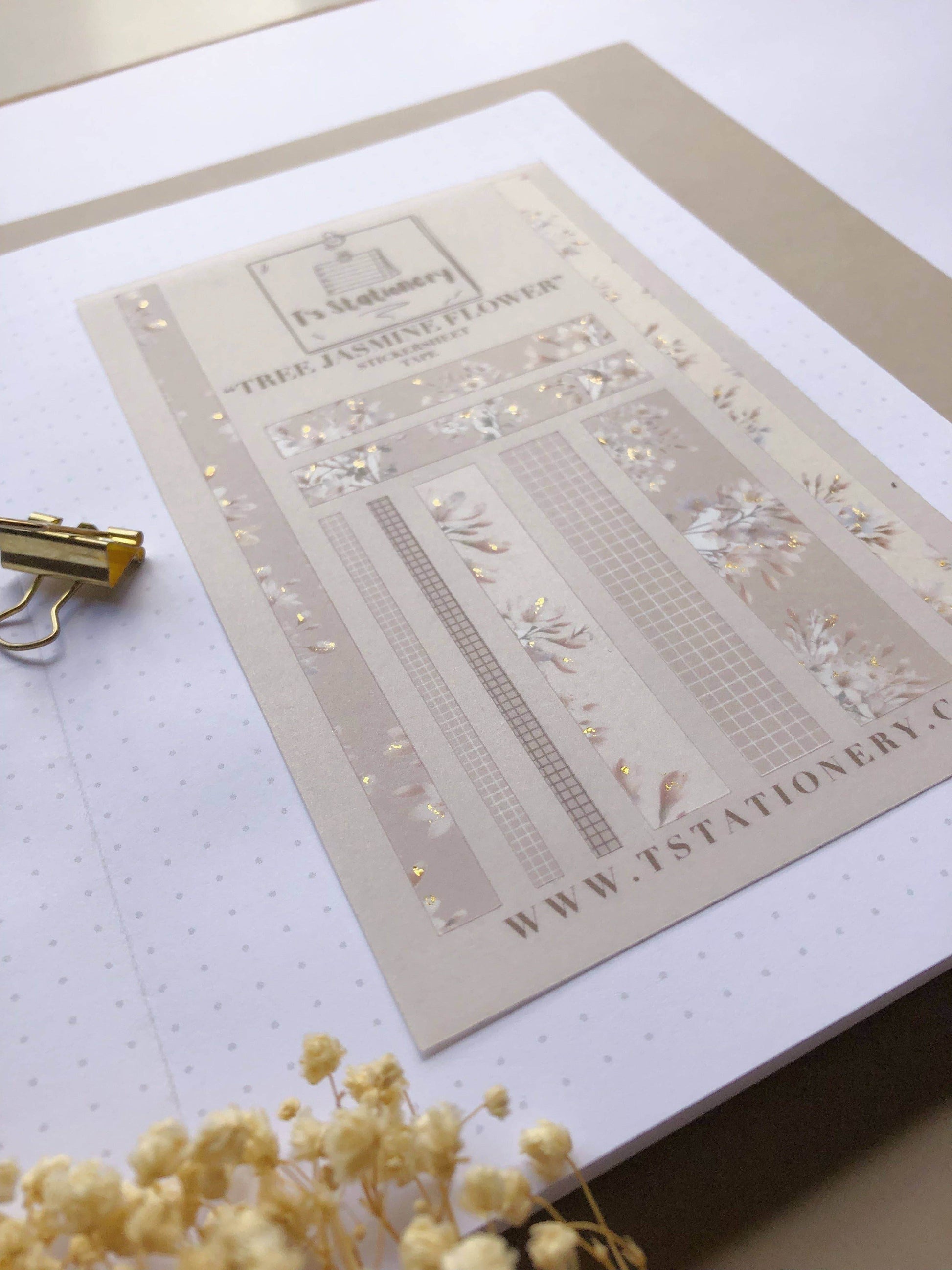 T's Stationery - Stickertape „Tree Jasmine Flower” (WASHI) - The Dreamer's Bookshop.