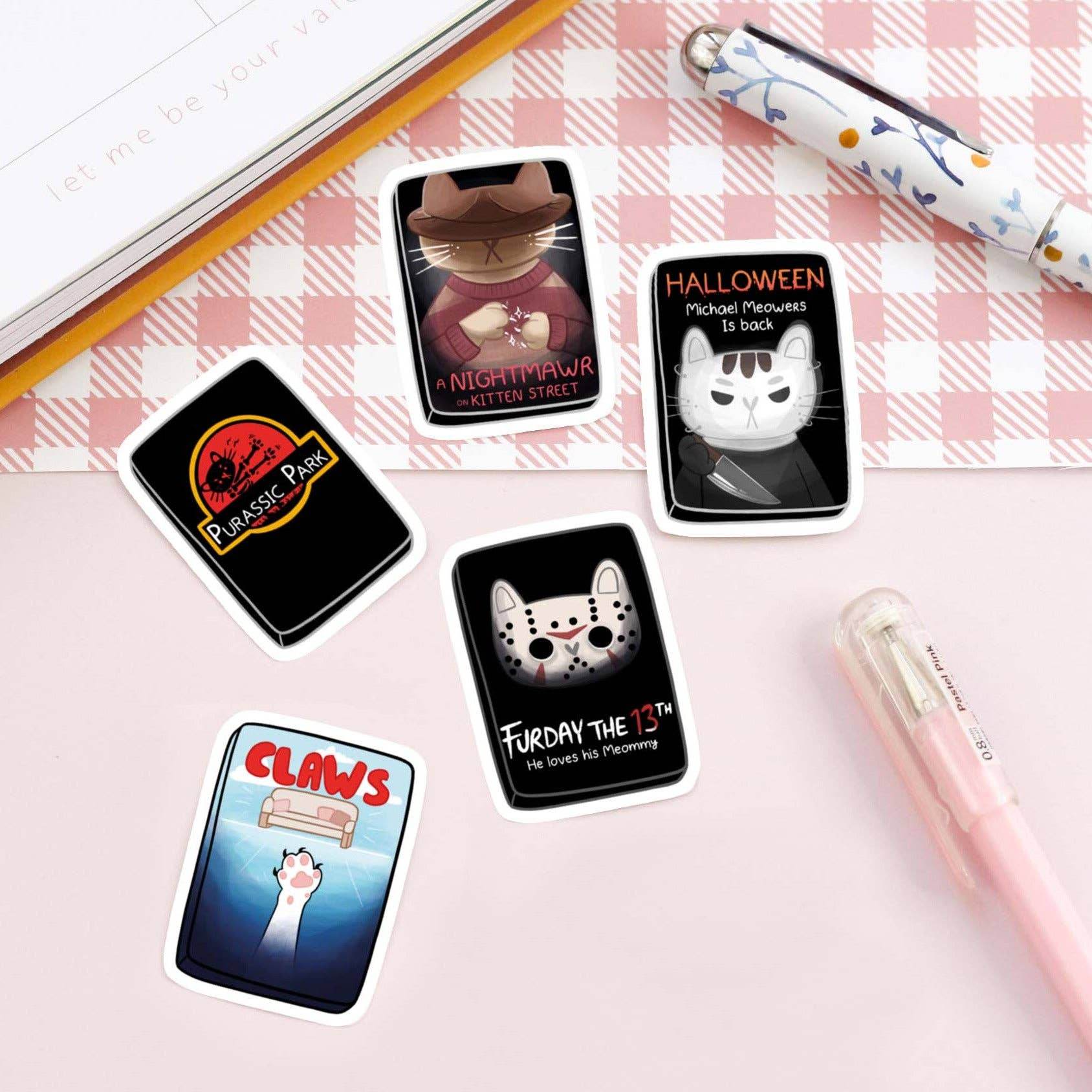 My Sweet Paper Card - Cat Horror-filmstickerpakket - Kattenstickers - The Dreamer's Bookshop.