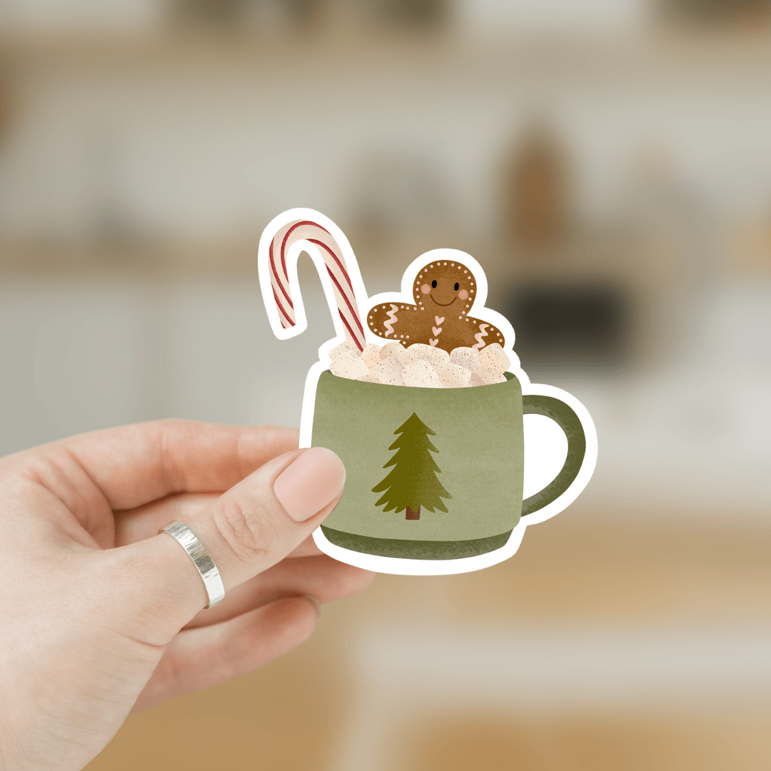 Tilda&Theo - Vinylsticker met warme chocolademelk voor Kerstmis - kerstmok - The Dreamer's Bookshop.