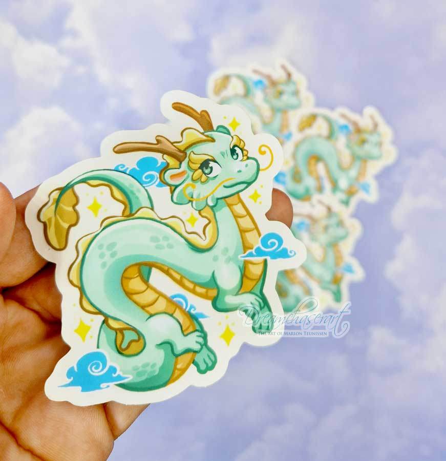 Dreamchaserart - Doorzichtige sticker van vinyl (transparant) met draken - The Dreamer's Bookshop.