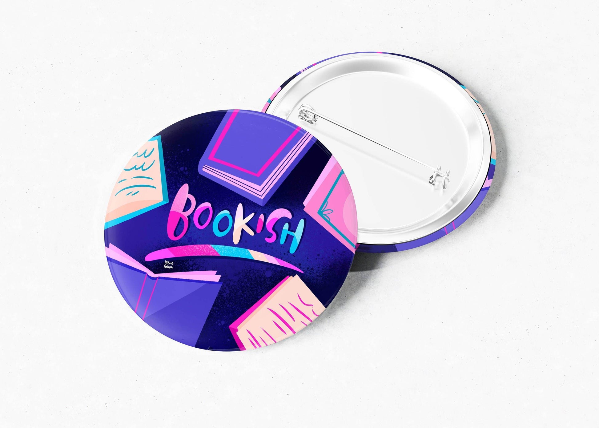 Irene Renon illustrations - Book Lover Gift, een pin voor boekenliefhebbers - The Dreamer's Bookshop.
