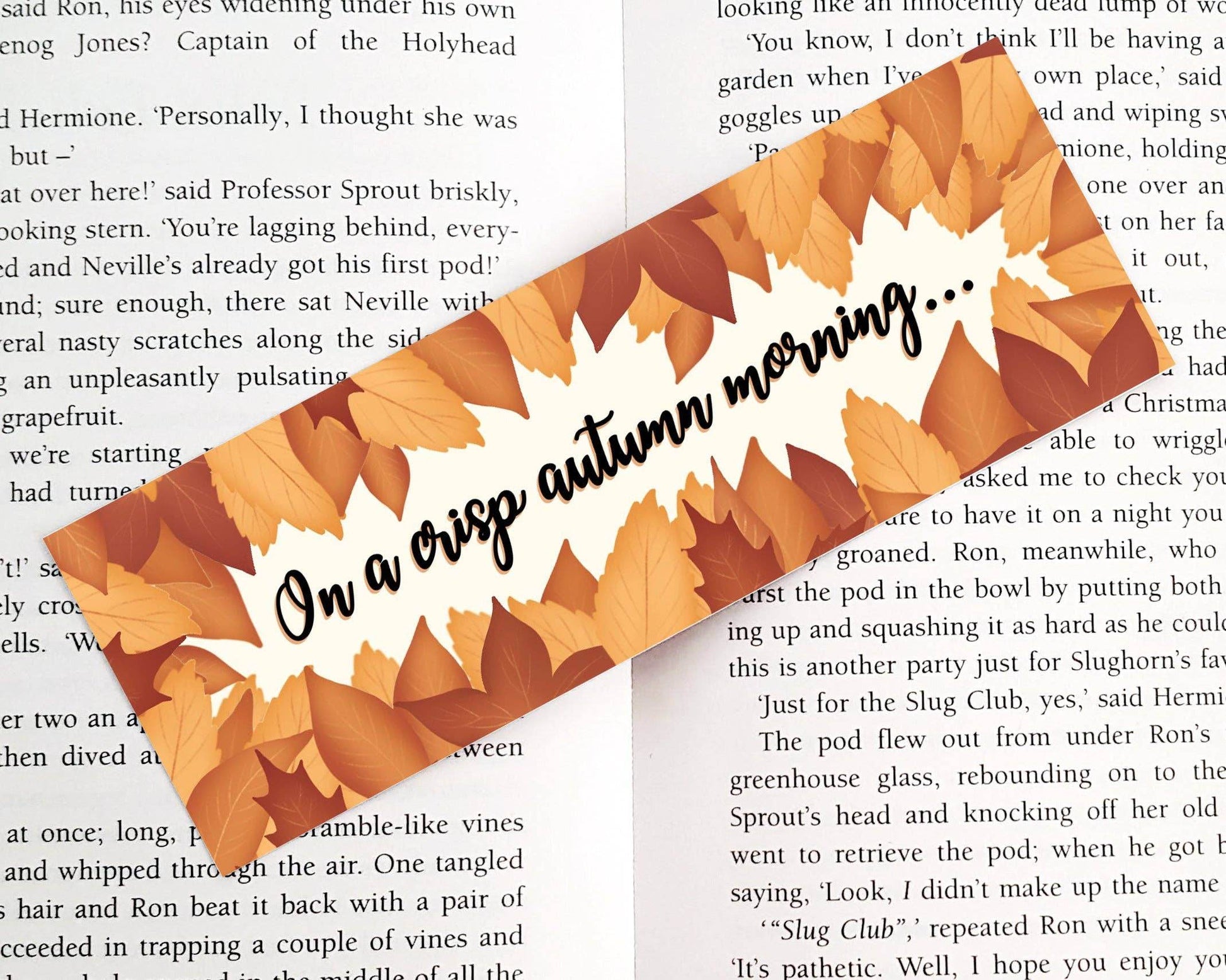 Basically Britt - Orange Autumn Leaves Bookmark with Cozy Fall Vibes - The Dreamer's Bookshop.